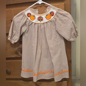 3T Girls Toffee Apple Smocked Thanksgiving dress